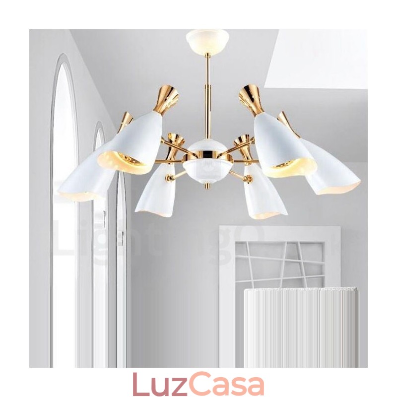 Lustre moderno contemporâneo de 6 luzes