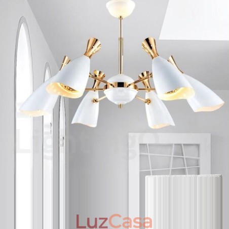 Lustre moderno contemporâneo de 6 luzes