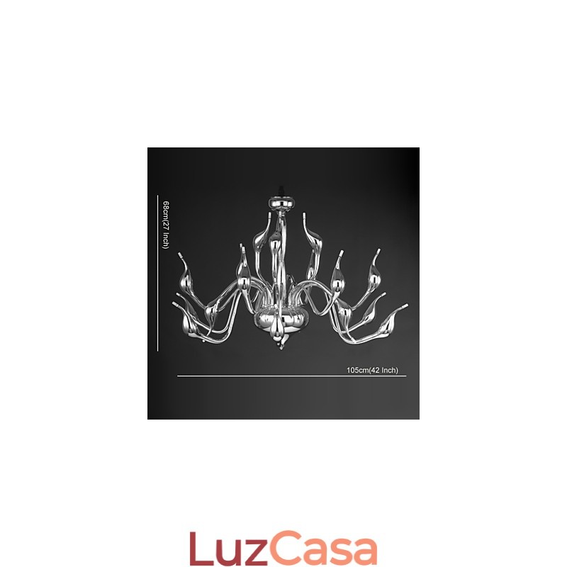 Lustre moderno 18 luzes G4 acabamento cromado