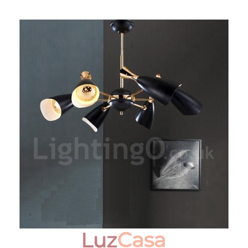 Lustre moderno contemporâneo de 6 luzes