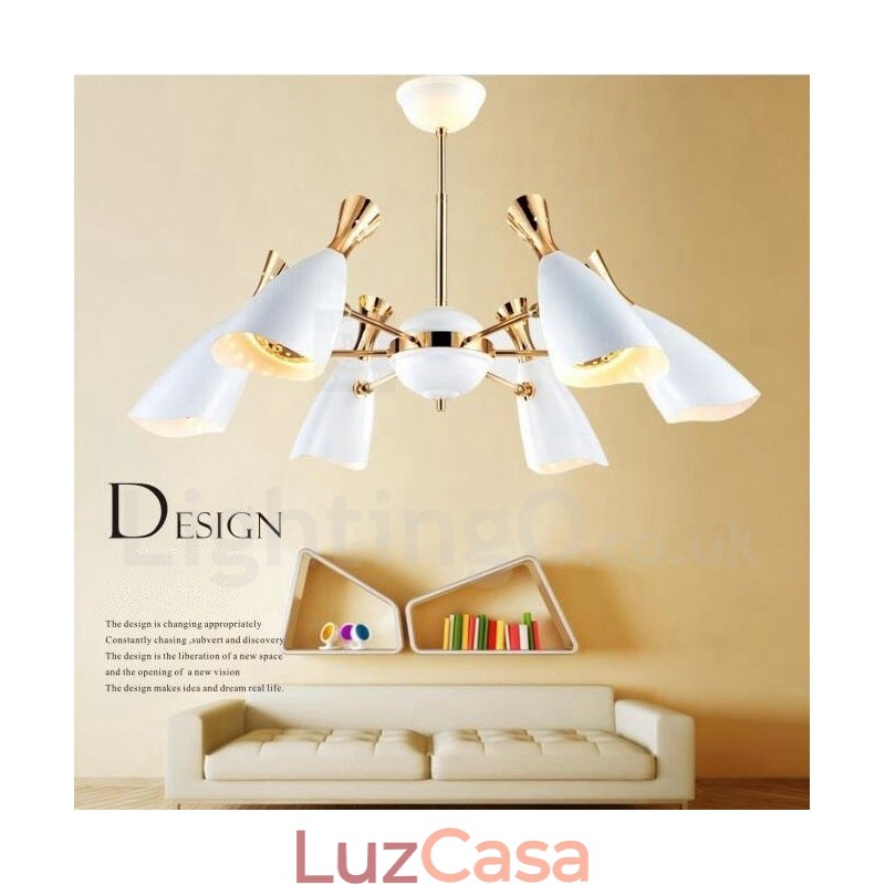 Lustre moderno contemporâneo de 6 luzes