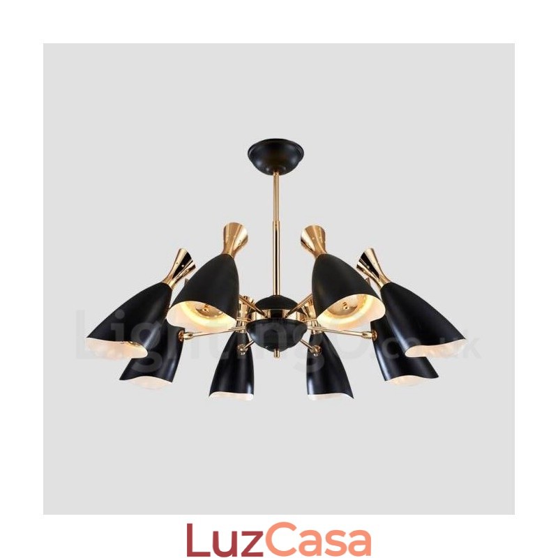 Lustre moderno contemporâneo de 8 luzes