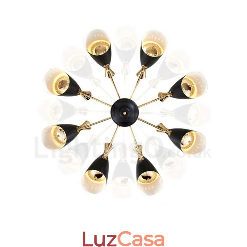 Lustre moderno contemporâneo de 8 luzes