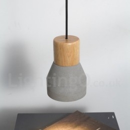 Luminária pendente de concreto moderna contemporânea de madeira com luz única