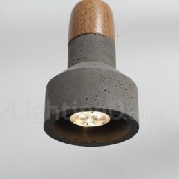 Luminária pendente de concreto moderna contemporânea de madeira com luz única