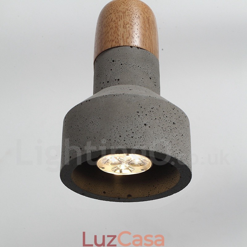 Luminária pendente de concreto moderna contemporânea de madeira com luz única