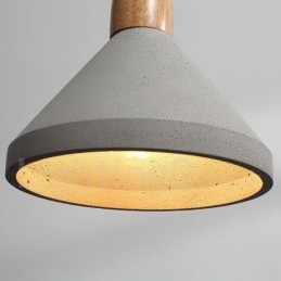 Luminária pendente de concreto moderna contemporânea de madeira com luz única