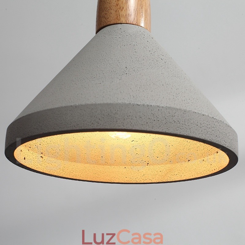 Luminária pendente de concreto moderna contemporânea de madeira com luz única