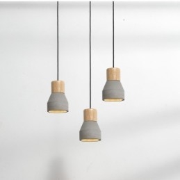 Luminária pendente de concreto moderna contemporânea de madeira com luz única
