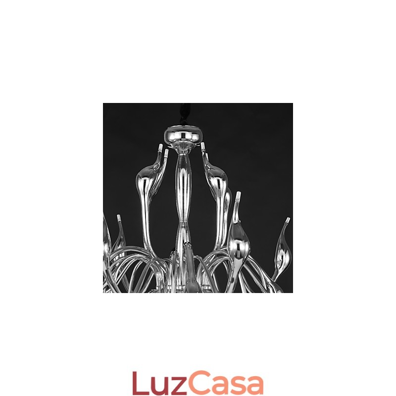 Lustre moderno 18 luzes G4 acabamento cromado