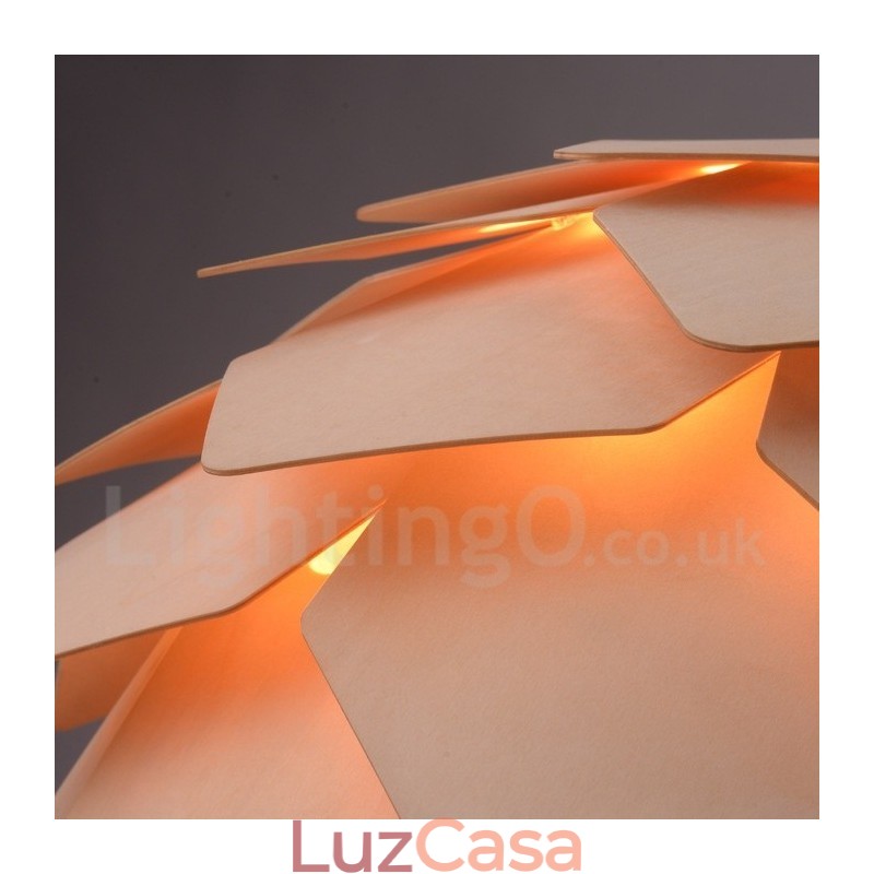 Luminária pendente rústica de madeira tipo pinha