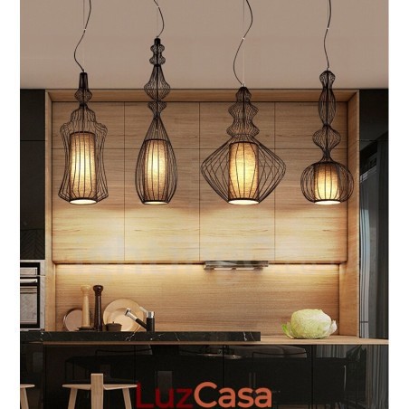Luminária pendente em forma de vaso de metal vintage country Luminária pendente em forma de vaso de metal vintage country