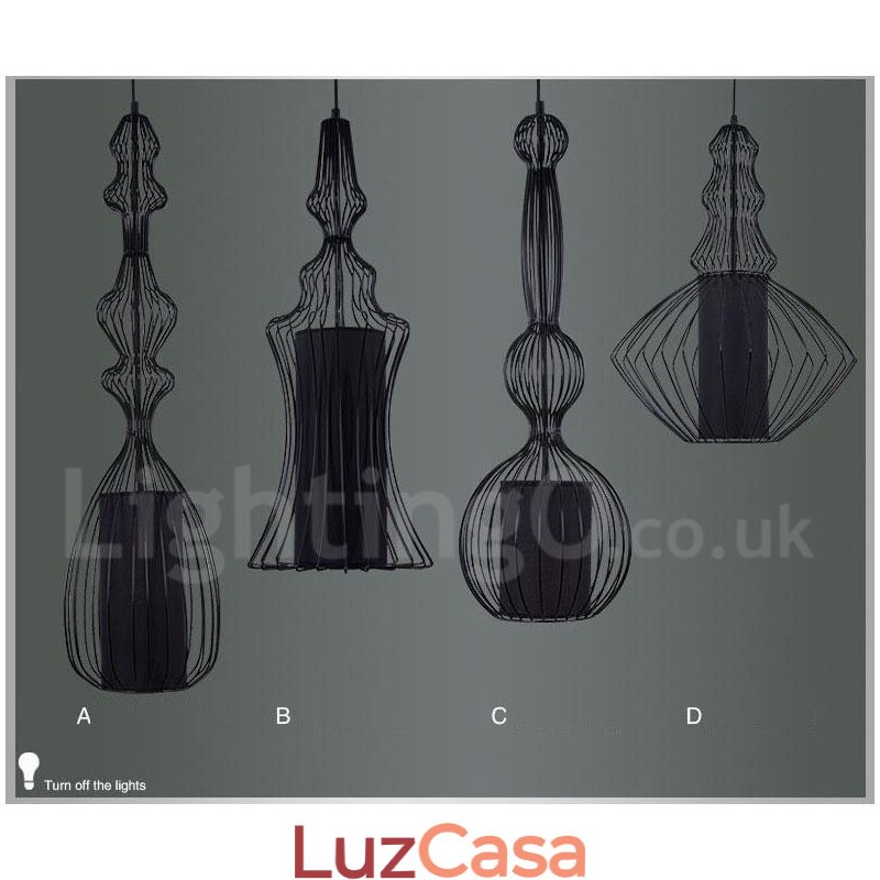 Luminária pendente em forma de vaso de metal vintage country
