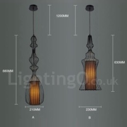 Luminária pendente em forma de vaso de metal vintage country