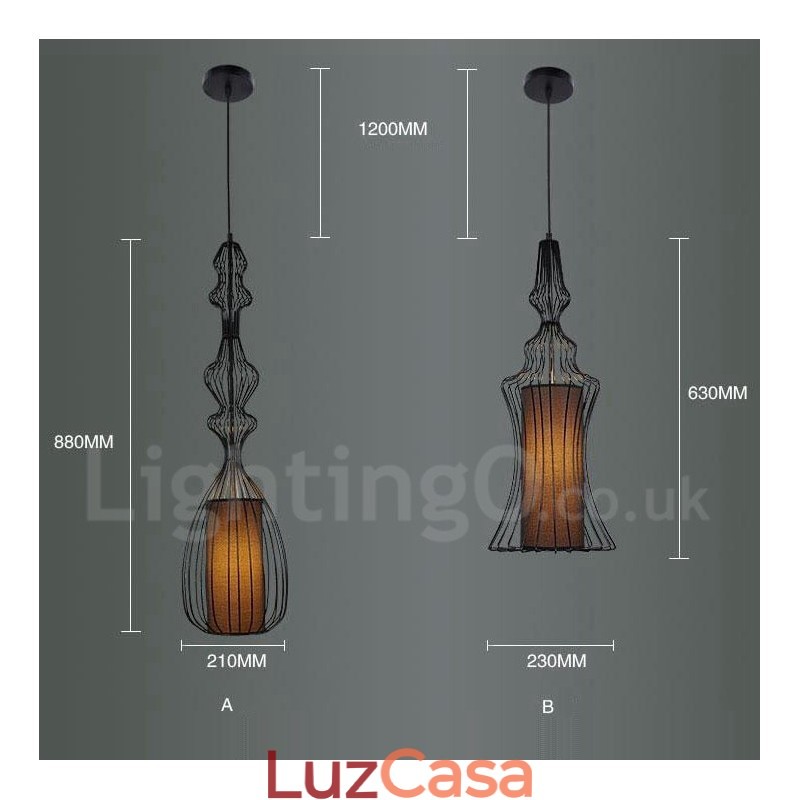 Luminária pendente em forma de vaso de metal vintage country