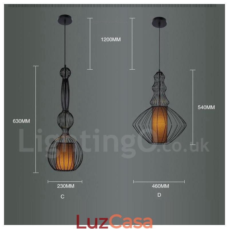 Luminária pendente em forma de vaso de metal vintage country