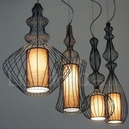 Luminária pendente em forma de vaso de metal vintage country