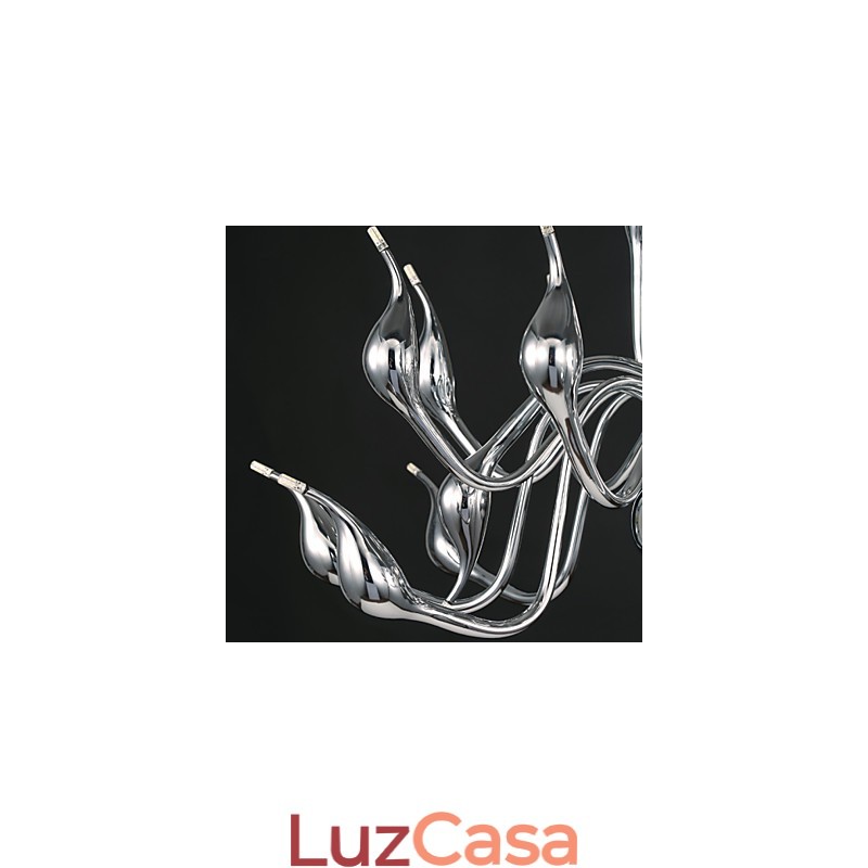 Lustre moderno 18 luzes G4 acabamento cromado