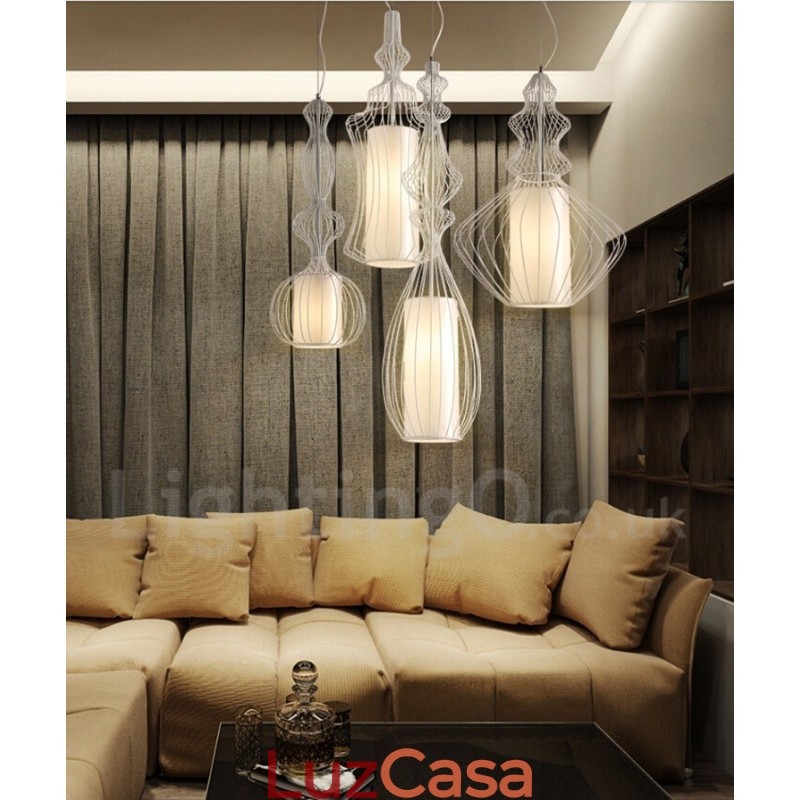 Luminária pendente em forma de vaso de metal vintage country