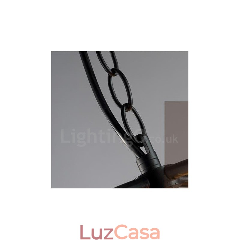 Luminária pendente vintage de globo de metal com 6 luzes