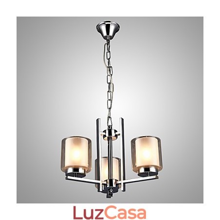 Lustre de ferro galvanizado com cúpula de vidro, lâmpada de iluminação de vela clássica, 3 cabeças Lustre de ferro galvanizado com cúpula de vidro, lâmpada de iluminação de vela clássica, 3 cabeças