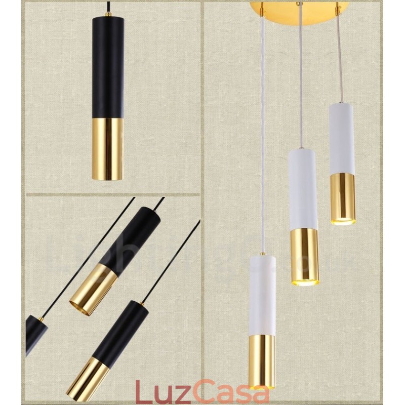 Luminária pendente moderna contemporânea de 3 luzes