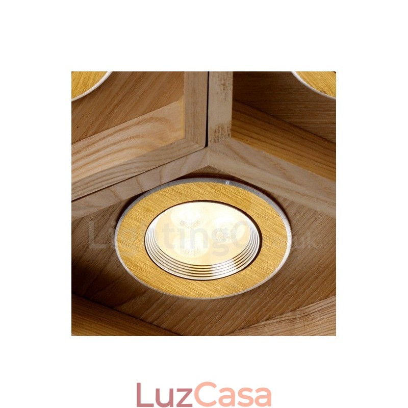 Luminária pendente moderna contemporânea de madeira com 5 luzes