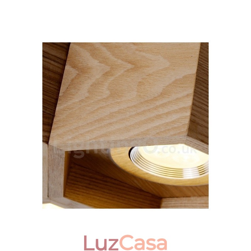 Luminária pendente moderna contemporânea de madeira com 5 luzes