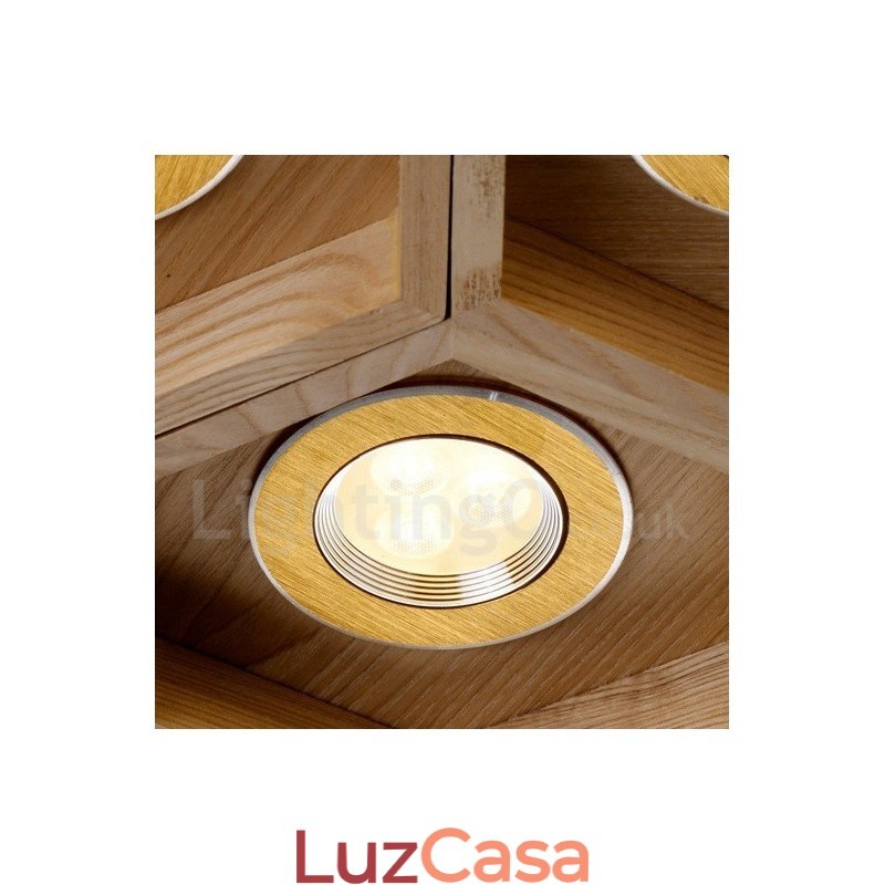 Luminária pendente moderna contemporânea de madeira com 7 luzes