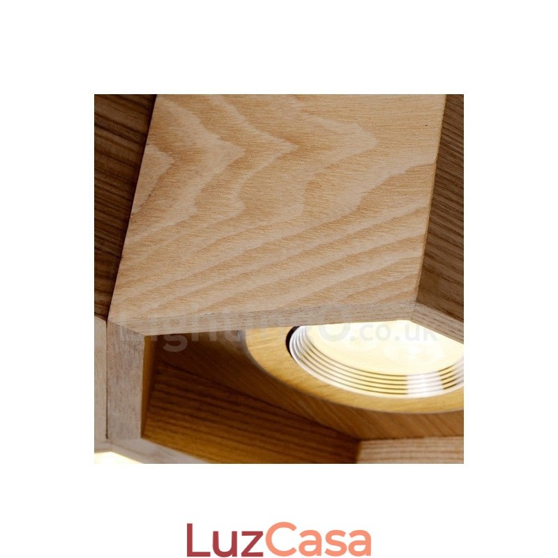 Luminária pendente moderna contemporânea de madeira com 7 luzes