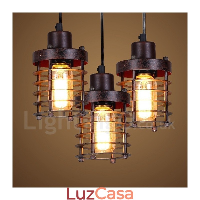 1 Luz Retro Vintage Cobre Pendente Luz