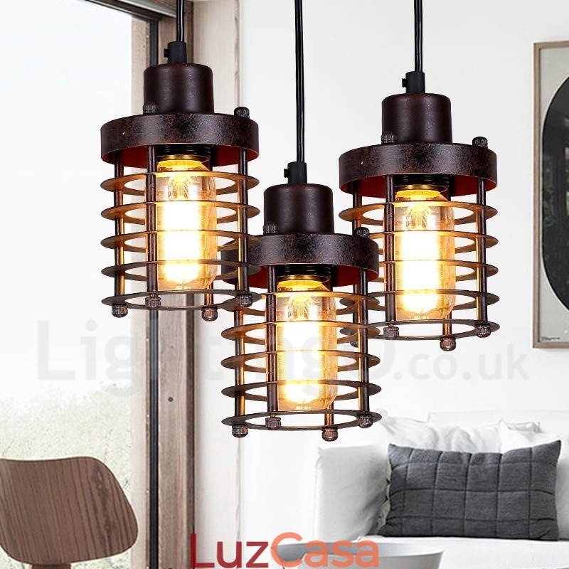 1 Luz Retro Vintage Cobre Pendente Luz