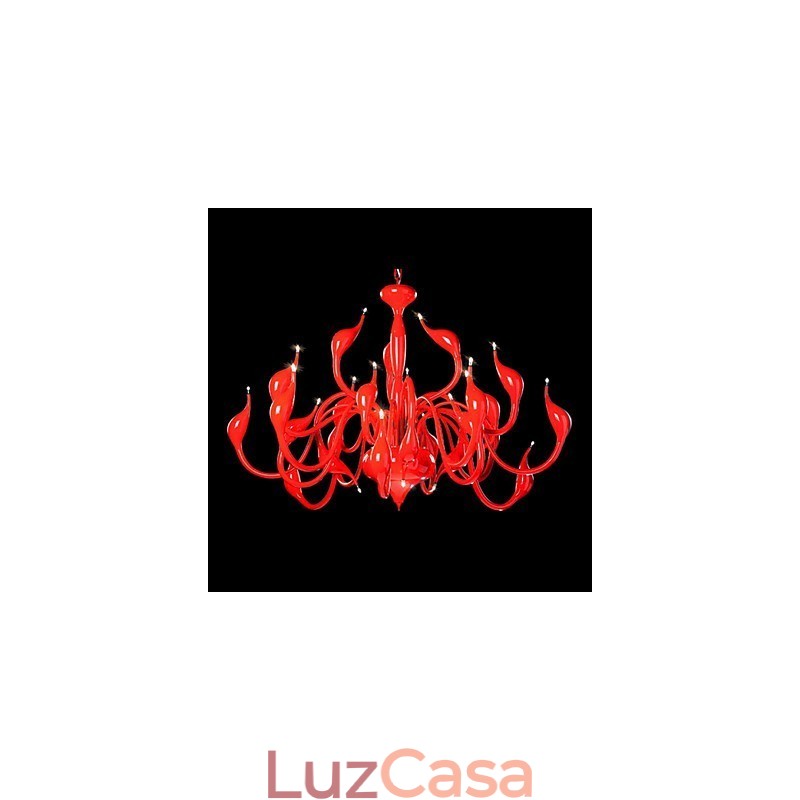 Lustre moderno 24 luzes G4 pintura vermelha