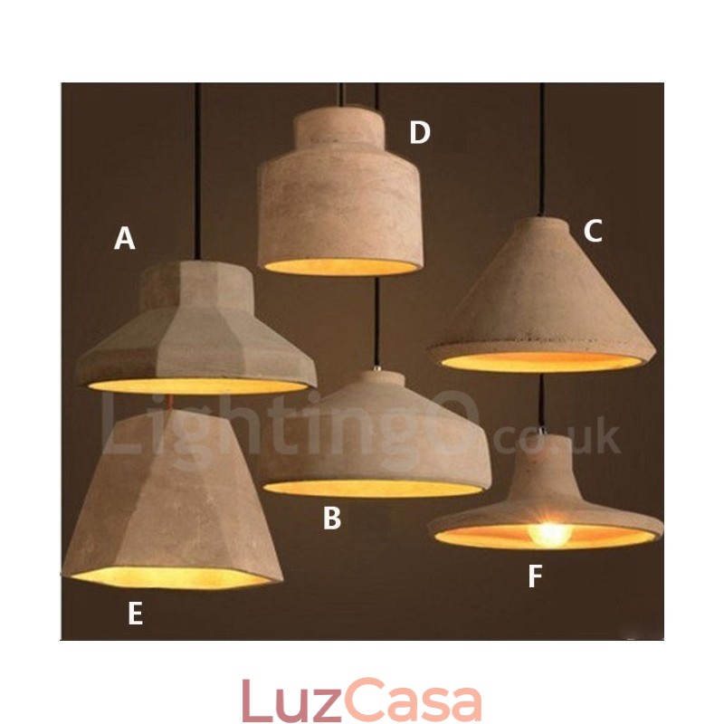 Luminária pendente moderna contemporânea de concreto com luz única