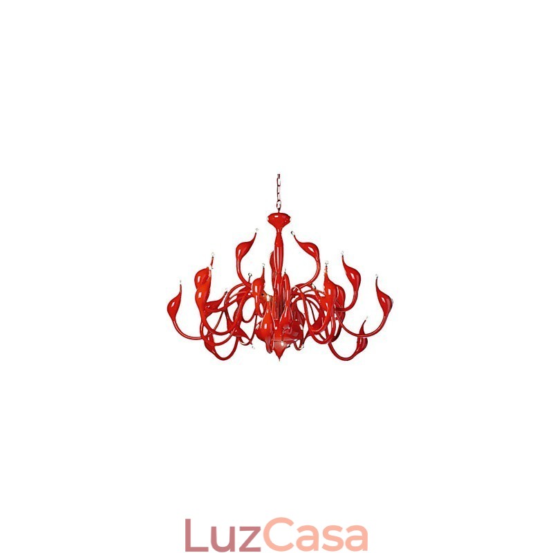 Lustre moderno 24 luzes G4 pintura vermelha