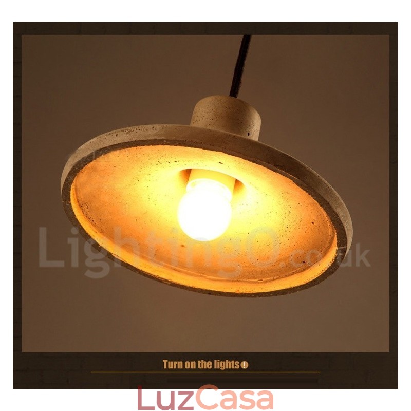 Luminária pendente moderna contemporânea de concreto com luz única