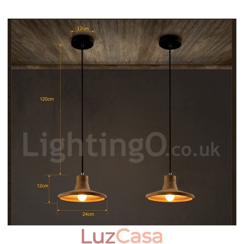 Luminária pendente moderna contemporânea de concreto com luz única
