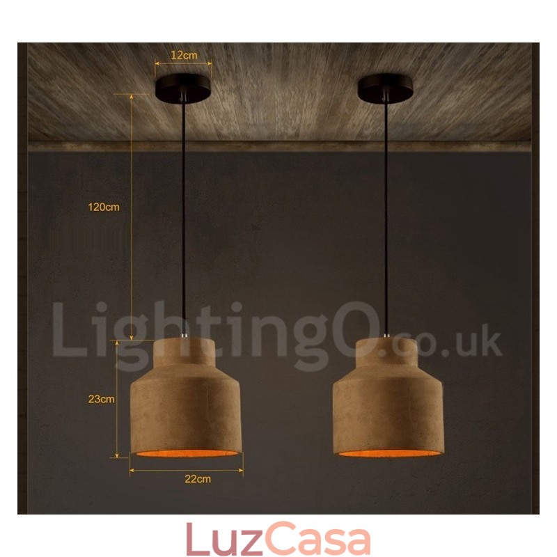 Luminária pendente moderna contemporânea de concreto com luz única