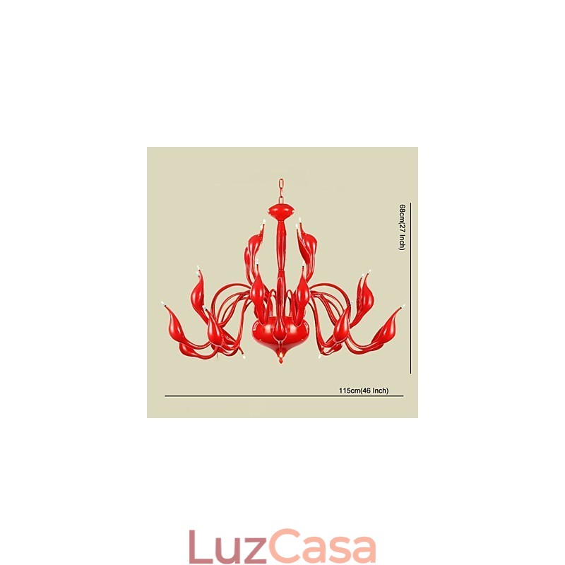 Lustre moderno 24 luzes G4 pintura vermelha