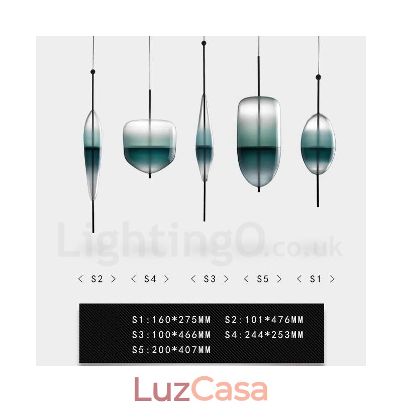 Luminária pendente moderna contemporânea com gradiente de cor e cúpula de vidro