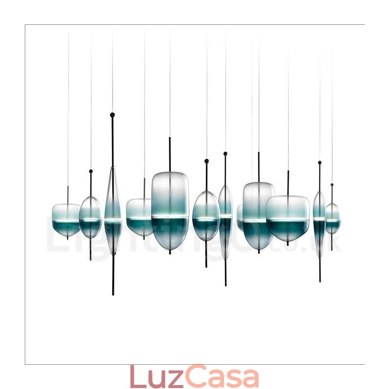 Luminária pendente moderna contemporânea com gradiente de cor e cúpula de vidro