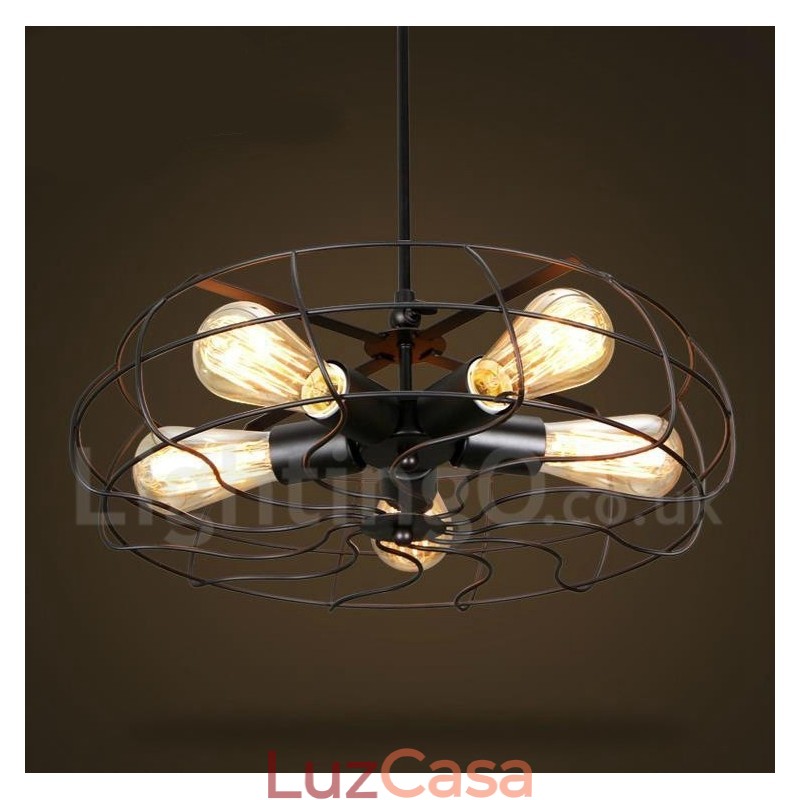 Luminária pendente retrô vintage de 5 luzes