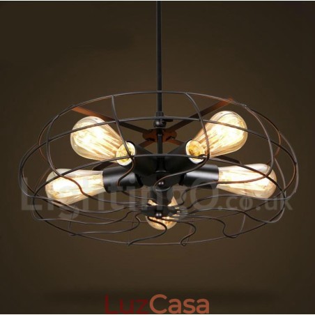 Luminária pendente retrô vintage de 5 luzes