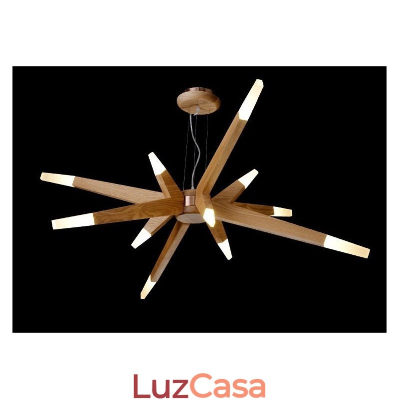 Luminária pendente moderna contemporânea de madeira com 12 luzes