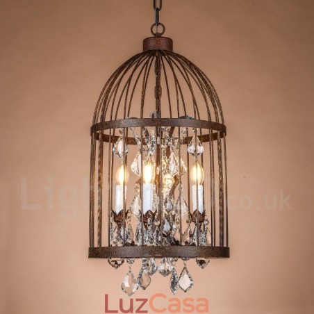 Retro Vintage Metal 4 Luzes Gaiola de Pássaro Pendente Luz Retro Vintage Metal 4 Luzes Gaiola de Pássaro Pendente Luz