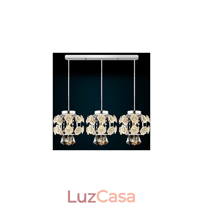 Lustre Pendente Flores e Cristal