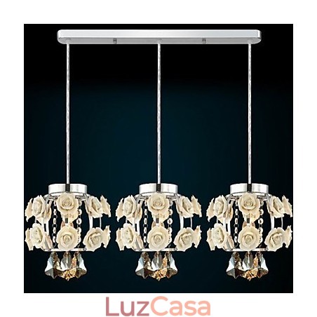 Lustre Pendente Flores e Cristal