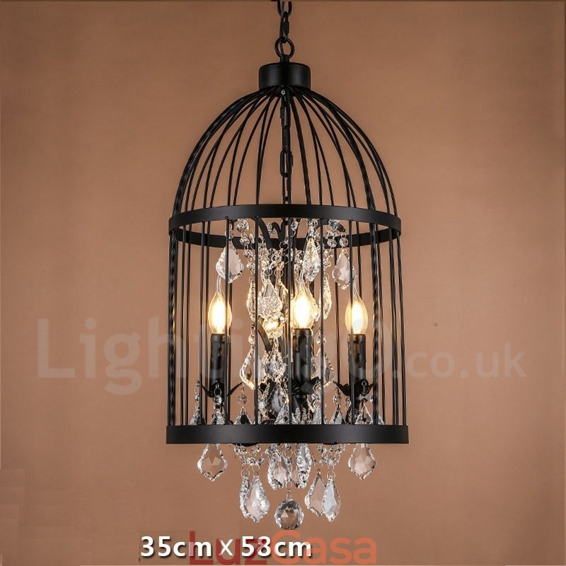 Retro Vintage Metal 4 Luzes Gaiola de Pássaro Pendente Luz