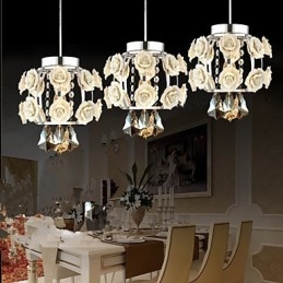 Lustre Pendente Flores e Cristal
