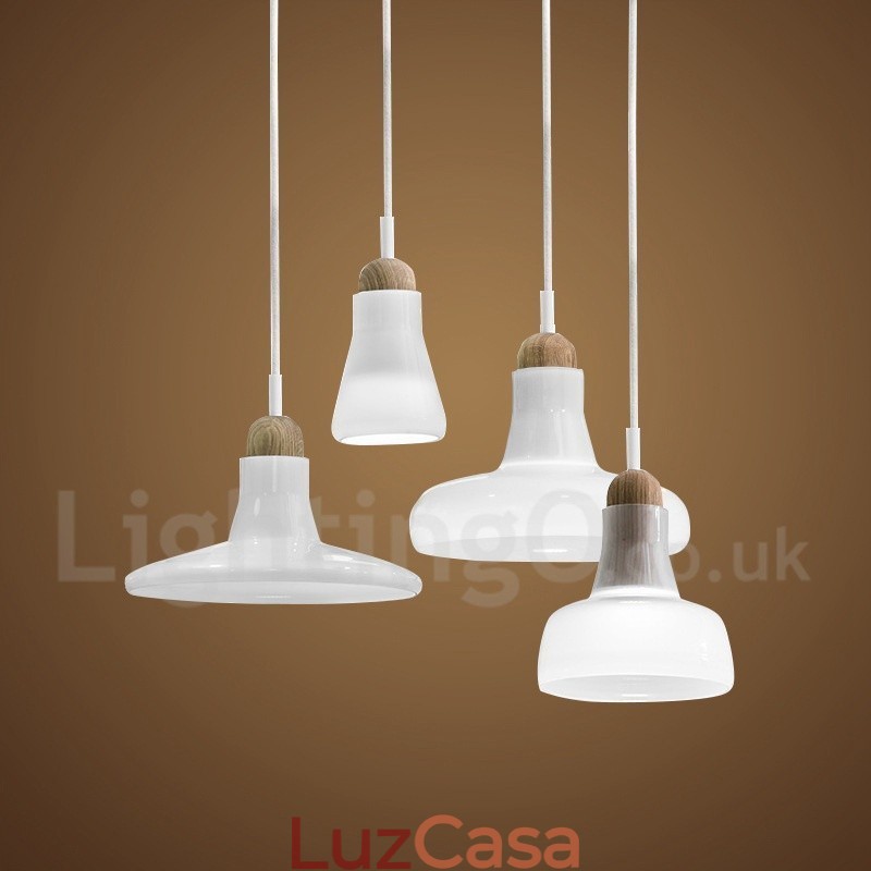 Luminária pendente retrô vintage com abajur de vidro